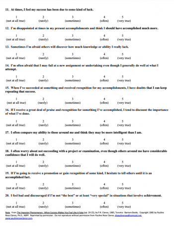 Appendix A: Imposter Syndrome Evaluation – A Guide for Success at the ...