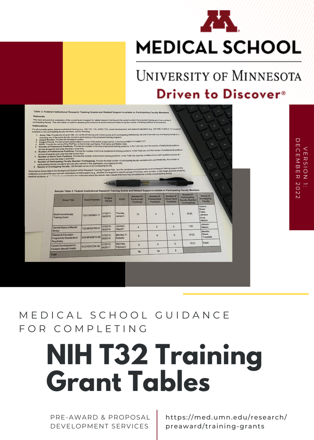 Cover image for Medical School Guidance for Completing NIH T32 Training Grant Tables
