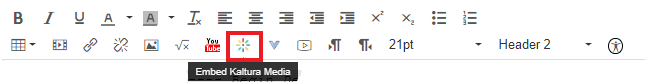Select the "embed Kaltura Media" function from the toolbar.