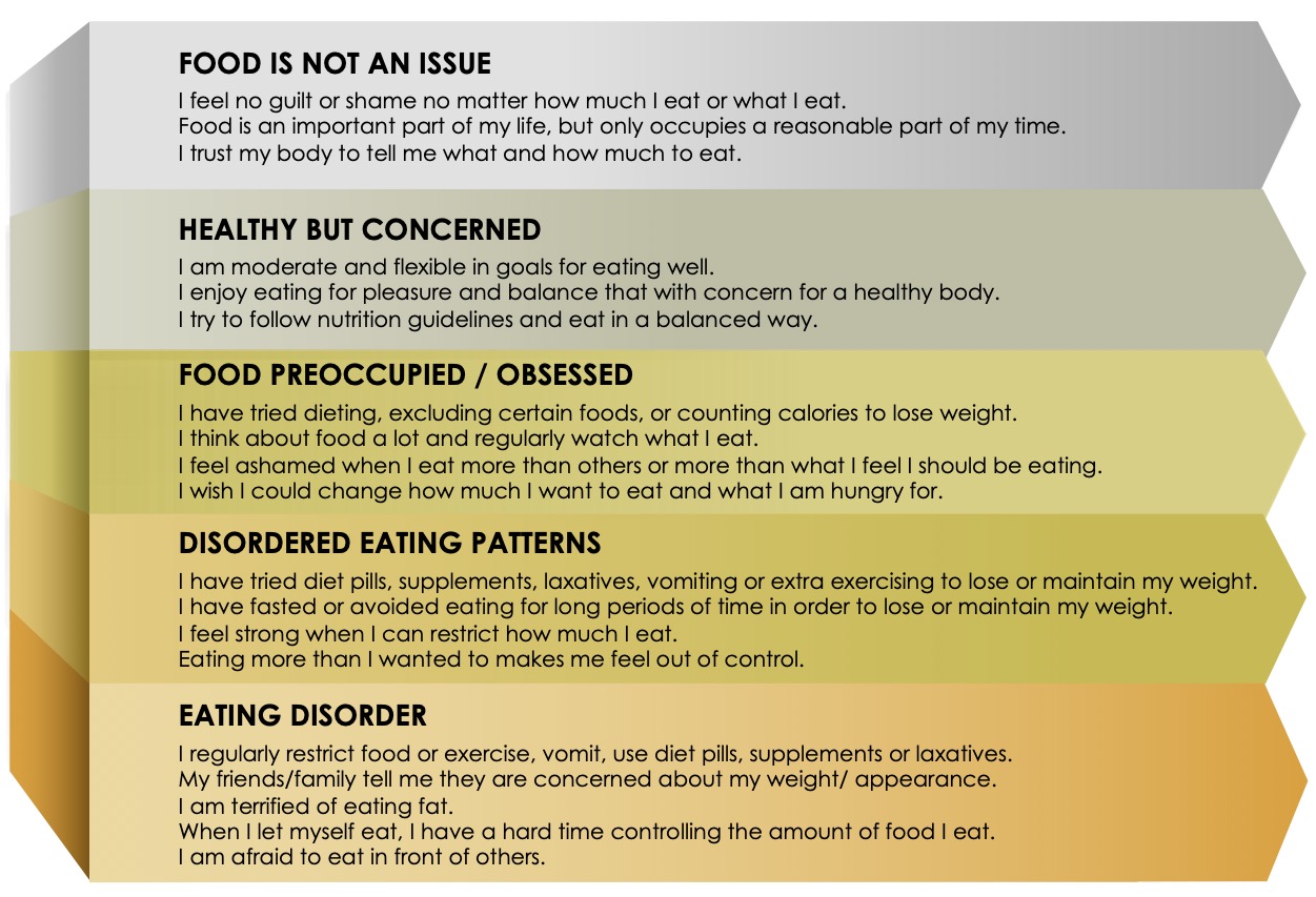 Five categories of the eating issues continuum and descriptive statements