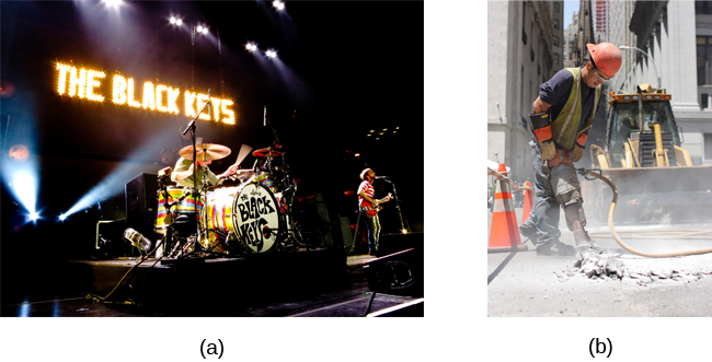 The left panel shows a back kets concert and the right shows a construction worker.