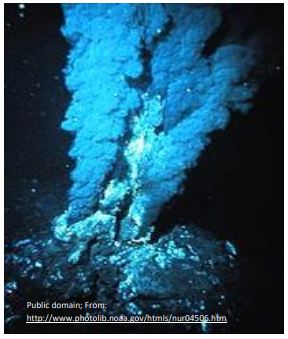 Image depicts a volcanic hydrothermal vent