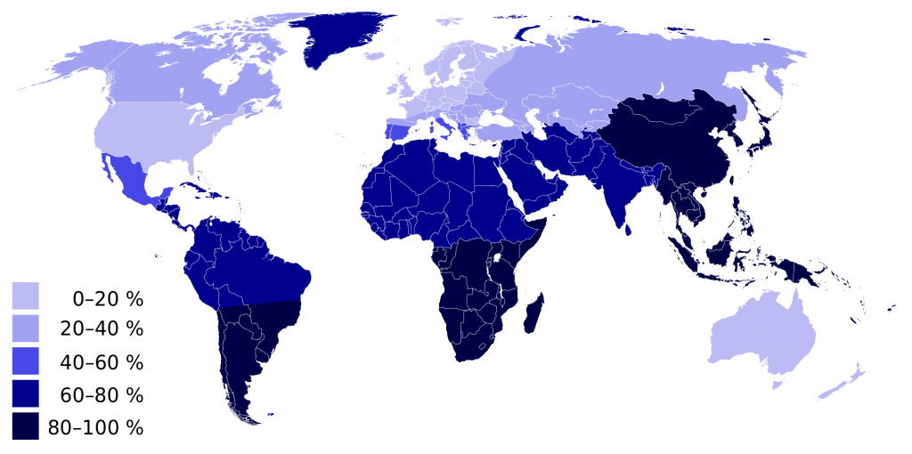 Worldwide distribution of lactose intolerance