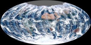 It captures a picture of the entire planet as a series of wedges that then be pieced back together, as in the image above.