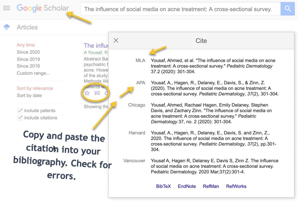 how to insert a citation after a quote