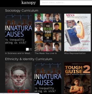 Kanopy search screen.