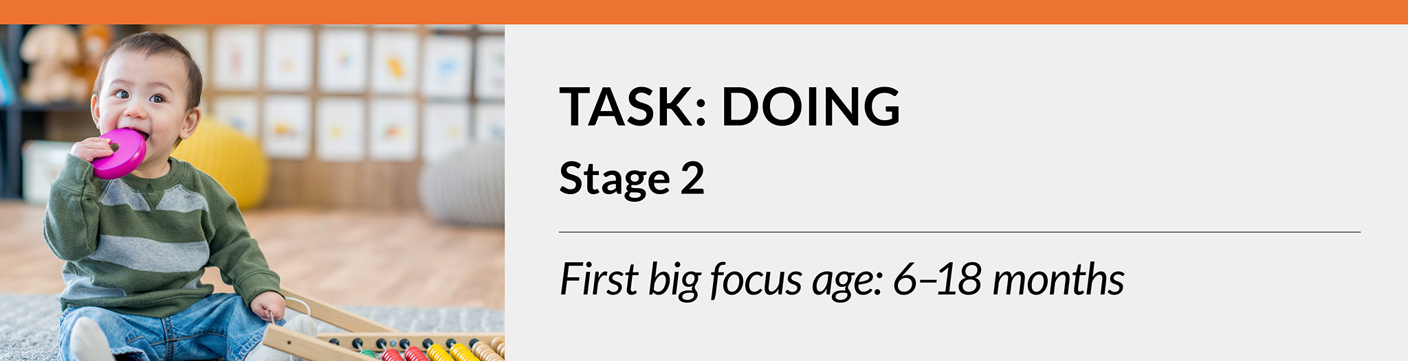 Task: Doing. Stage 2. First big focus age: 6–18 months.