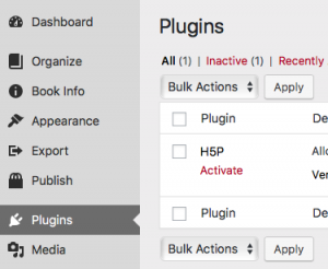 Screenshot of plugin menu