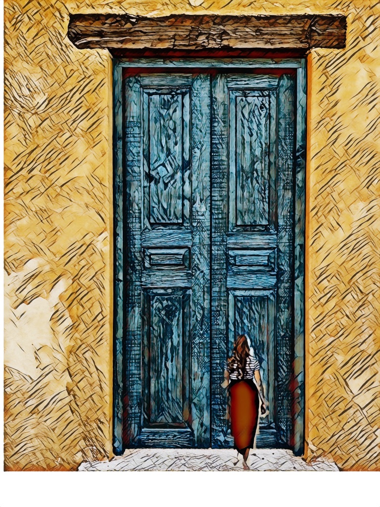Artistic image: Woman at a door